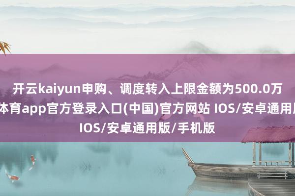 开云kaiyun申购、调度转入上限金额为500.0万元-kai云体育app官方登录入口(中国)官方网站 IOS/安卓通用版/手机版